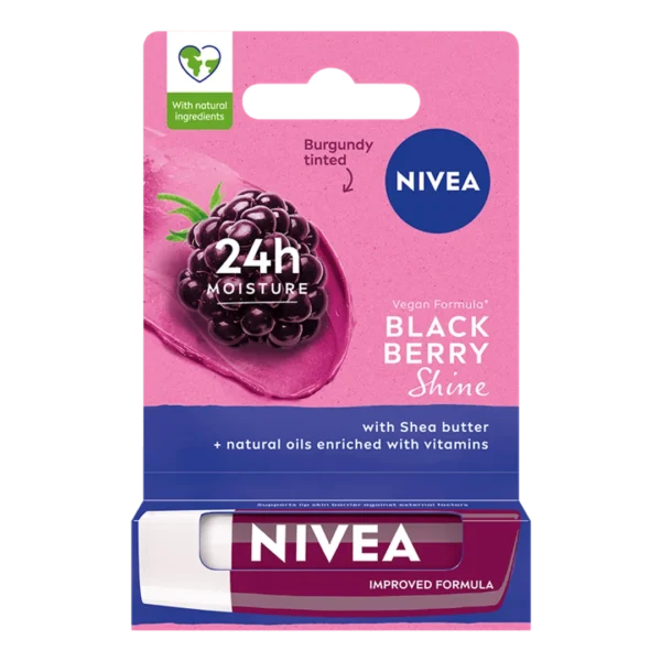 Nivea Blackberry Shine pielęgnująca pomadka do ust, 4,8 g