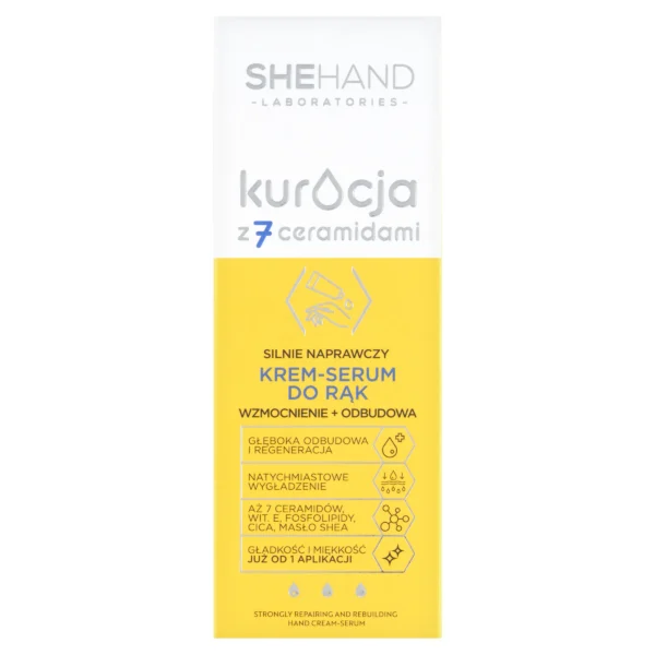 SheHand Kuracja z 7 ceramidami silnie naprawczy krem-serum do rąk Wzmocnienie + Odbudowa, 75 ml