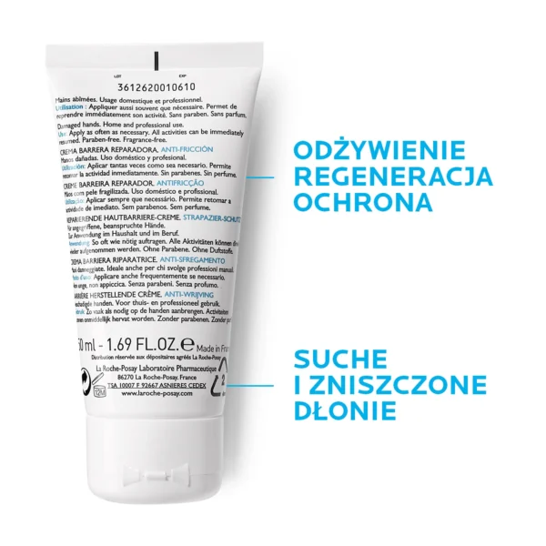 La Roche-Posay Cicaplast regenerujący, barierowy krem do rąk, 50 ml