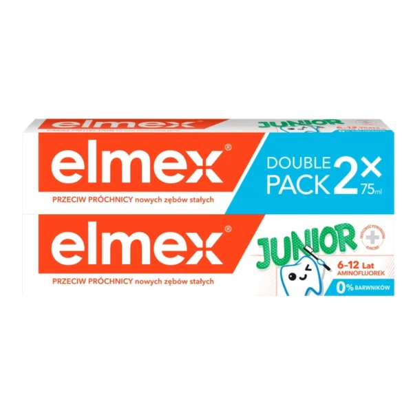 Elmex Pasta do zębów dla dzieci Junior 6-12 lat DUO druga 50%   75mlx2