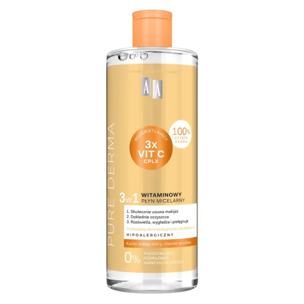 AA Pure Derma witaminowy płyn micelarny 3 w 1, 500 ml - obrazek 3