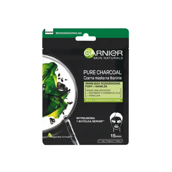 Garnier Skin Naturals Pure Characoal maska na tkaninie z węglem aktywnym, 28 g
