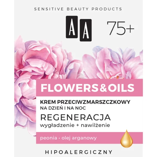 AA FLOWERS & OILS 75+ Krem przeciwzmarszczkowy na dzień i noc, 50 ml