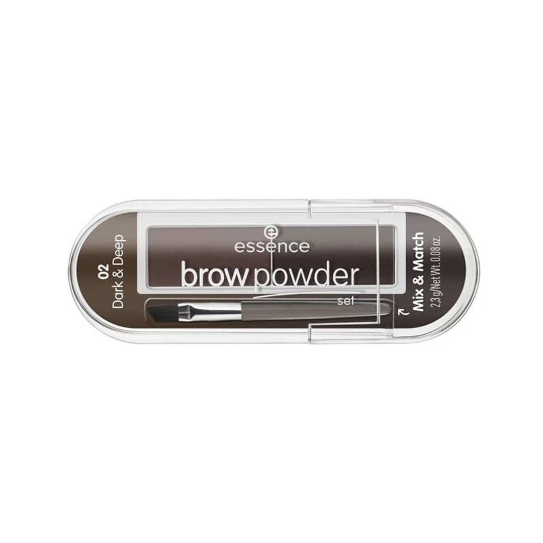 Essence Brow Powder Set zestaw do stylizacji brwi nr 01 Dark Deep, 2,3 g