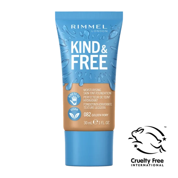 Rimmel Kind & Free wegański podkład nawilżający, 082 Golden Ivory, 30 ml - obrazek 3