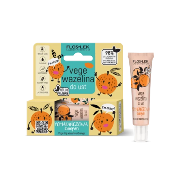 Floslek Lip Care Vege wazelina do ust pomarańczowa, 10 g