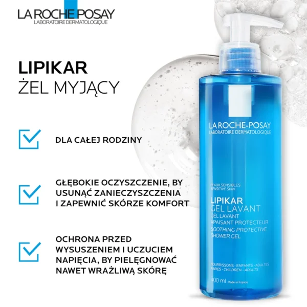 La Roche-Posay Lipikar Gel Levant 750 ml, kojący żel do mycia twarzy i ciała - obrazek 3