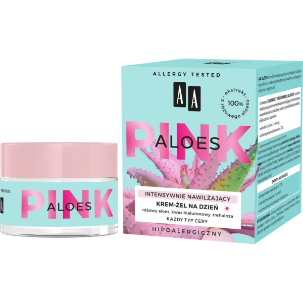 AA ALOES PINK Intensywnie nawilżający żelowy krem na dzień, 30 ml