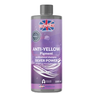 RONNEY Silver Power Anti-Yellow Pigment szampon do włosów blond, rozjaśnianych i siwych, 1000 ml