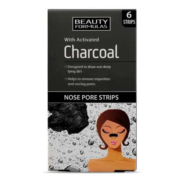 Beauty Formulas oczyszczające paski na nos z aktywnym węglem, 6 sztuk