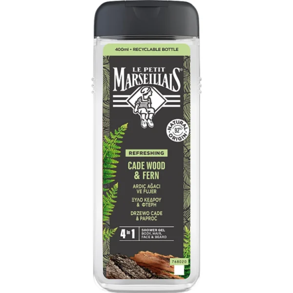 Le Petit Marseillais Żel pod prysznic dla mężczyzn drzewo cade & paproć, 400 ml - obrazek 2