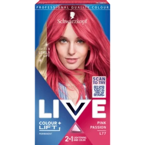 Schwarzkopf Live Colour + Lift farba do włosów L77 Pink Passion rozjaśniająca i koloryzująca, 1 szt.