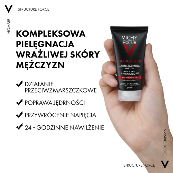 Vichy Homme Structure Force przeciwzmarszczkowy krem wzmacniający, 50 ml - obrazek 4