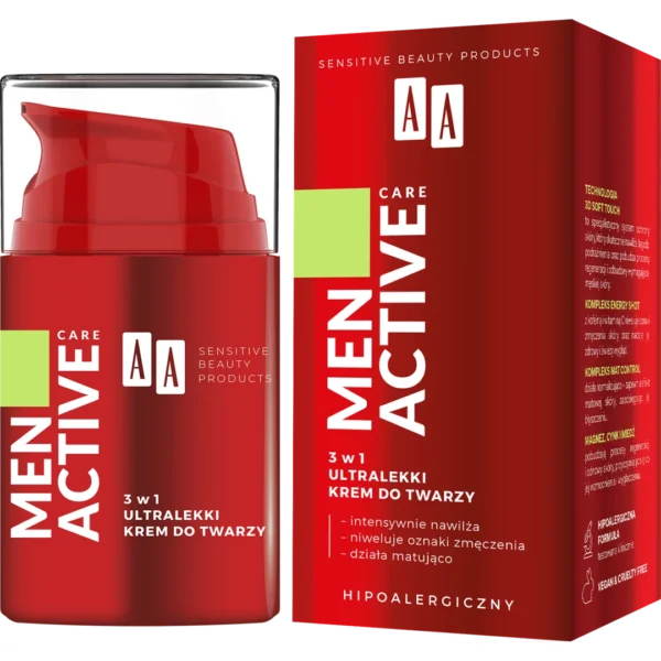 AA MEN Active Care ultralekki krem do twarzy 3w1, 50 ml - obrazek 3