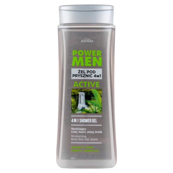 Joanna POWER MAN Active żel pod prysznic 4w1 konopie i witamina PP, 300 ml