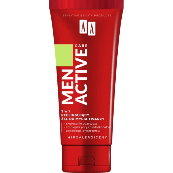 AA MEN Active Care peelingujący żel do mycia twarzy 3w1, 150ml