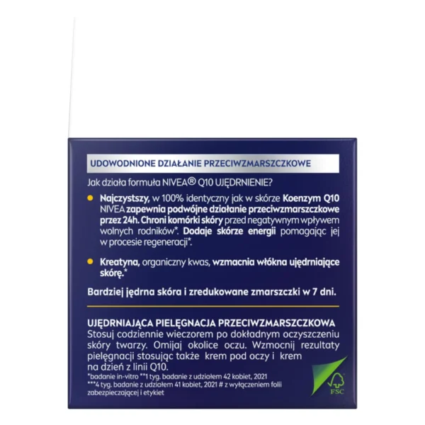 Nivea Q10 Ujędrnienie przeciwzmarszczkowy krem do twarzy na noc, 50 ml - obrazek 4