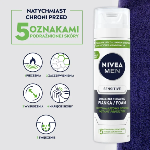 Nivea Men Sensitive łagodząca pianka do golenia, 200 ml - obrazek 8