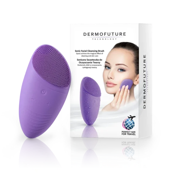 Dermofuture szczoteczka soniczna do oczyszczania twarzy travel size fioletowa, 1 szt.