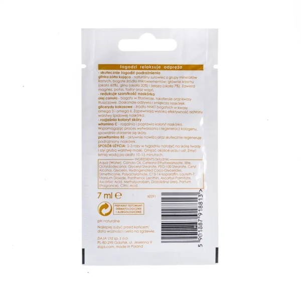 Ziaja maska anty-stres z glinką żółtą, 7 ml - obrazek 3