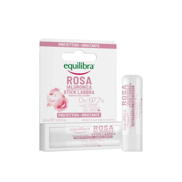 Equilibra różany balsam do ust z kwasem hialuronowym, 5,5 ml