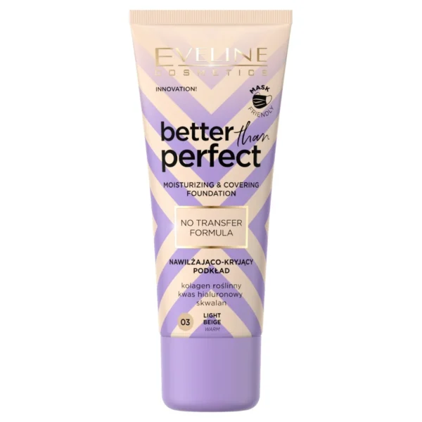 Eveline Cosmetics Better Than Perfect nawilżająco-kryjący podkład z formułą No Transfer nr 03 Light Beige, 30 ml