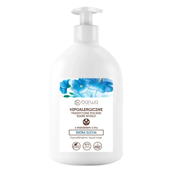 Barwa Hipoalergiczne Tradycyjne Polskie, mydło szare, z ekstraktem z lnu, 500 ml