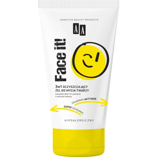 AA FACE IT! 3w1 Oczyszczający żel do mycia twarzy, 50 ml