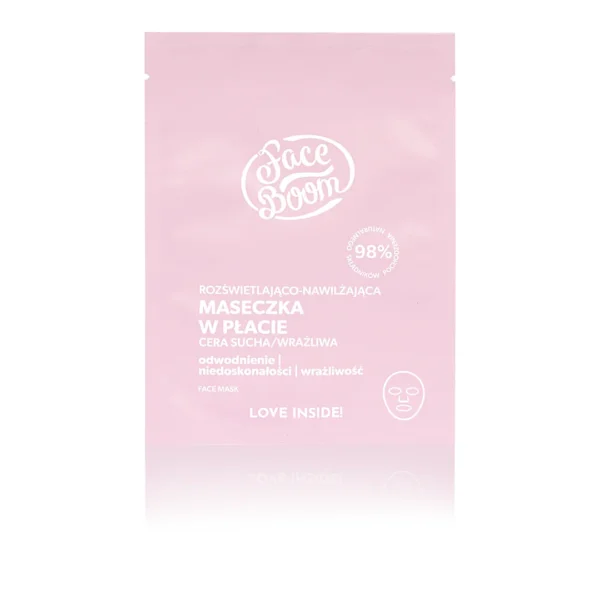 BodyBoom FaceBoom rozświetlająco-nawilżająca maseczka w płacie, 15 g