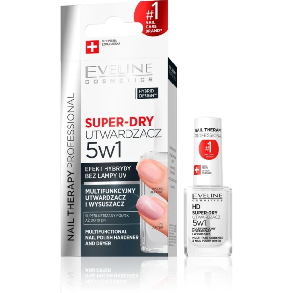 Eveline Cosmetics Nail Therapy Professional Super-Dry multifunkcyjny utwardzacz i wysuszacz 5w1, 12 ml