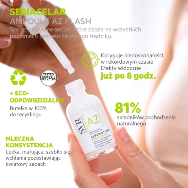 SVR Sebiaclear Ampoule Flash Koncentrat wygładzający korygujący niedoskonałości i zaczerwienienia, 30 ml - obrazek 4