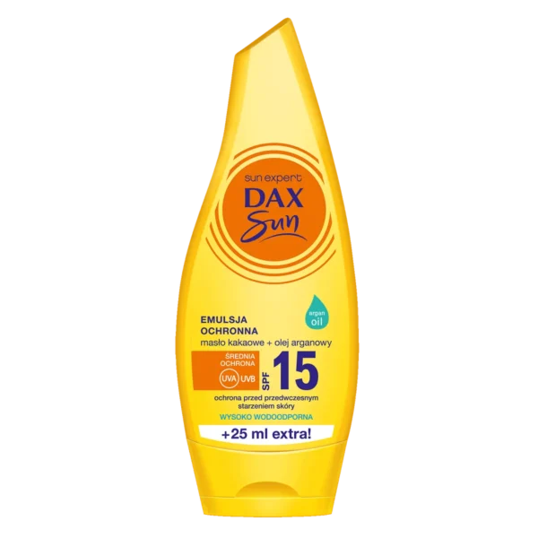 Dax Sun Emulsja do opalania ochronna z masłem kakaowym i olejem arganowym SPF 15, 175 ml