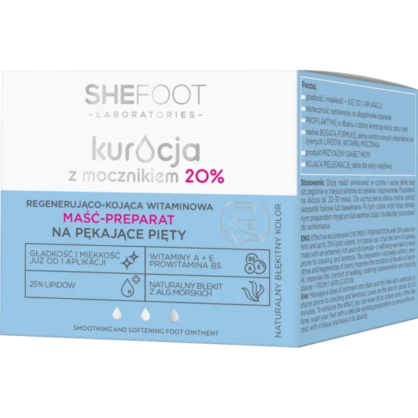 SheeFoot Kuracja z mocznikiem regenerująco-kojąca witaminowa maść-preparat na pękające pięty - mocznik 20%, 80 g - obrazek 3