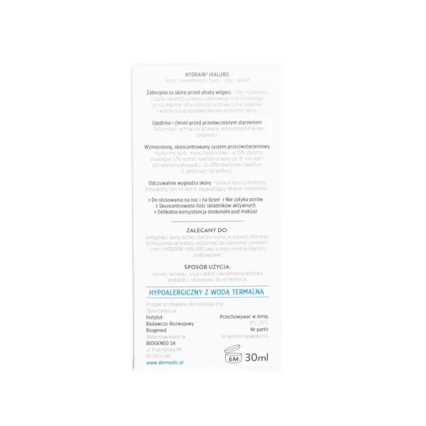 Dermedic Hydrain 3 Hialuro serum nawadniające, 30 ml - obrazek 3