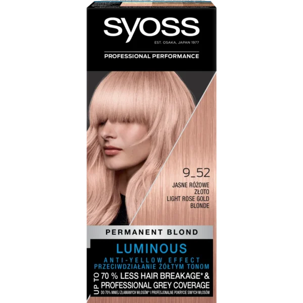 Syoss Permanent Blond farba do włosów trwale koloryzująca nr 9-52 Jasne, różowe złoto, 115 ml