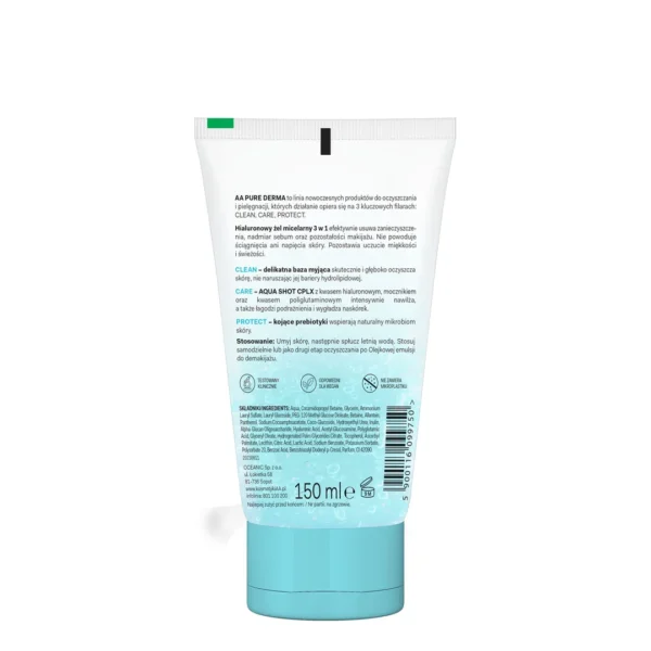 AA Pure Derma hialuronowy płyn micelarny 3 w 1, 150 ml - obrazek 3