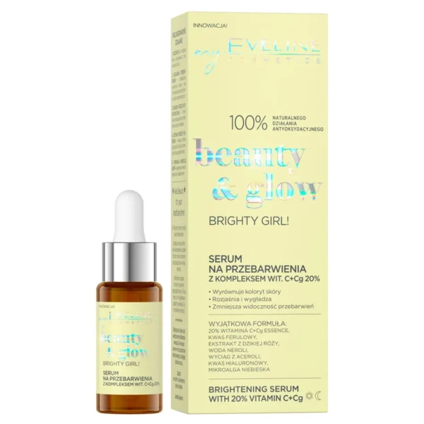 Eveline Cosmetics Beauty & Glow Bright Girl! serum na przebarwienia z kompleksem witaminy C+Cg 20%, 18 ml