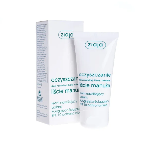 Ziaja Liście Manuka Oczyszczanie krem nawilżający SPF 10, 50 ml