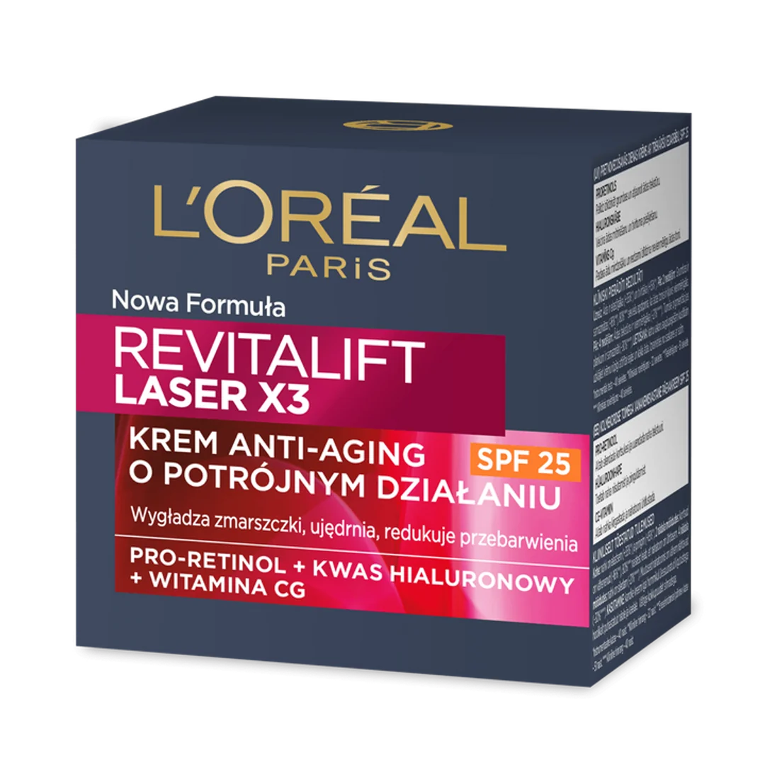 L`Oreal Paris Revitalift Laser X3 krem anti-aging o potrójnym działaniu SPF 25, 50 ml