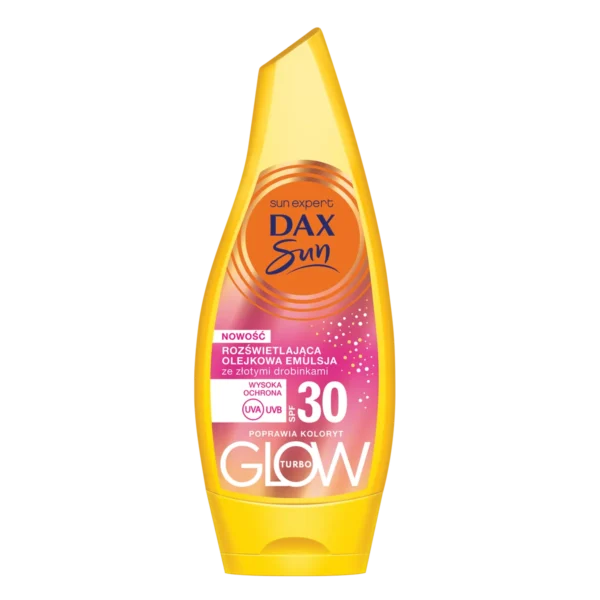 Dax Sun Turbo Glow rozświetlająca olejkowa emulsja ze złotymi drobinkami SPF30, 175 ml