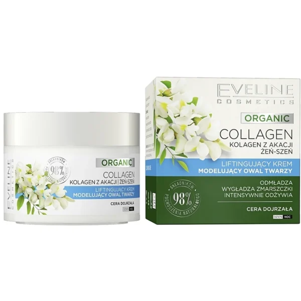 Eveline Cosmetics Organic Collagen fiftingujący krem modelujący owal twarzy, 50 ml