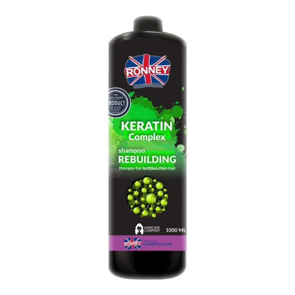 RONNEY Keratin Complex odbudowujacy szampon do włosów kruchych i cienkich, 1000 ml