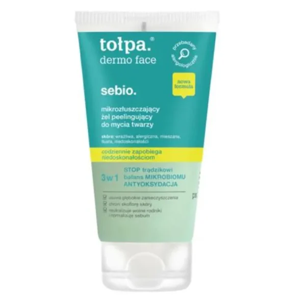 Tołpa Dermo Face Sebio mikrozłuszczający żel peelingujący do mycia twarzy, 150 ml