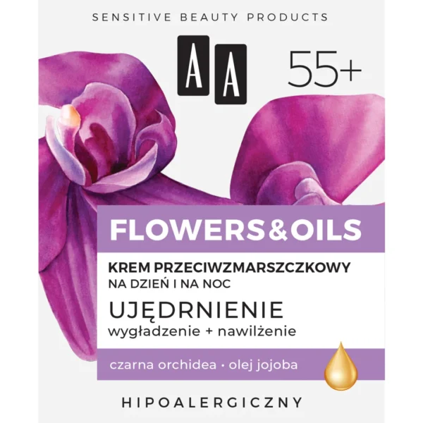 AA FLOWERS & OILS 55+ krem przeciwzmarszczkowy na dzień i na noc, 50 ml