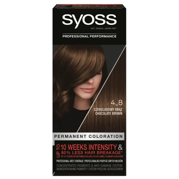 Syoss Permanent Coloration farba do włosów trwale koloryzująca 4-8 Czekoladowy Brąz, 1 szt.