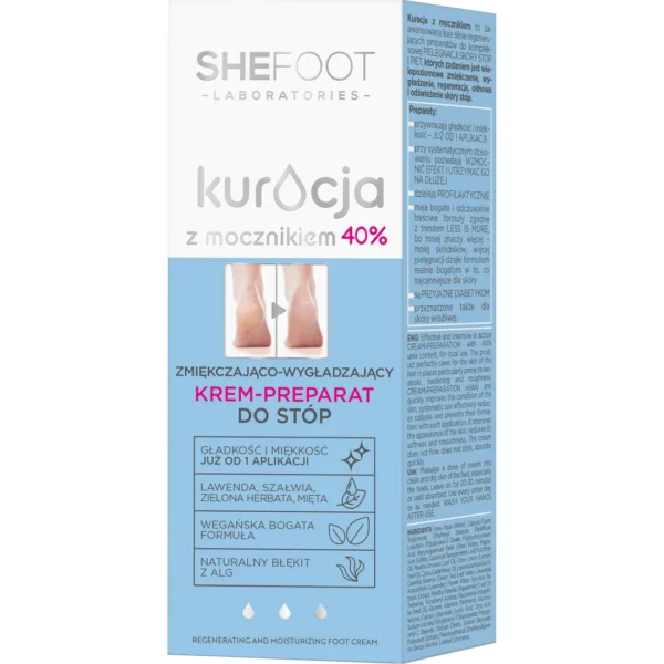 SheeFoot Kuracja z mocznikiem zmiękczająco-wygładzający krem-preparat do stóp - mocznik 40%, 75 ml - obrazek 3