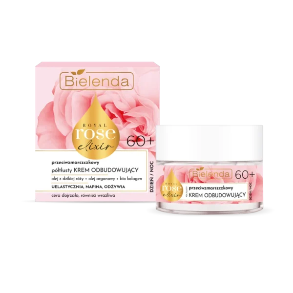 Bielenda Royal Rose przeciwzmarszczkowy półtłusty krem odbudowujący 60+, dzień/ noc, 50 ml - obrazek 3