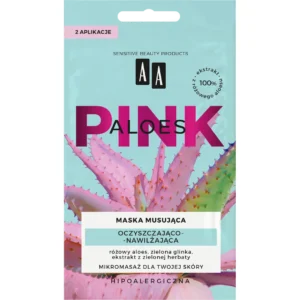 AA ALOES PINK maseczka musująca oczyszczająco-nawilżająca, 18 ml