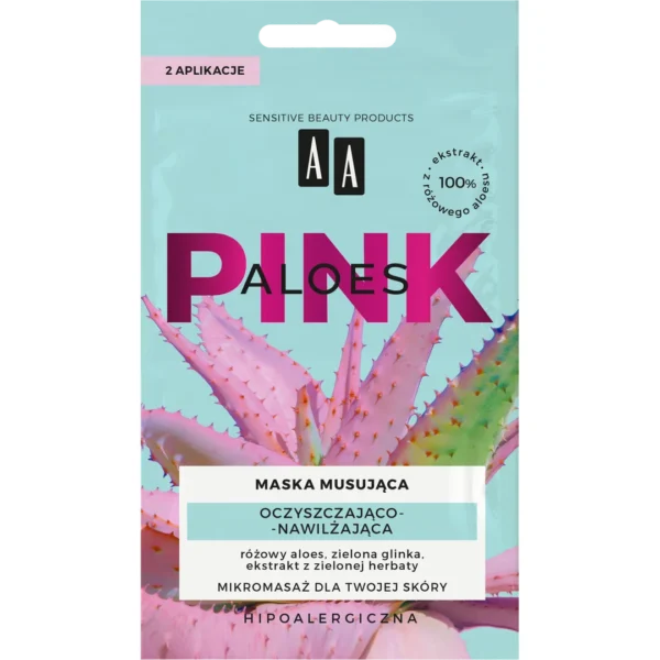 AA ALOES PINK maseczka musująca oczyszczająco-nawilżająca, 18 ml