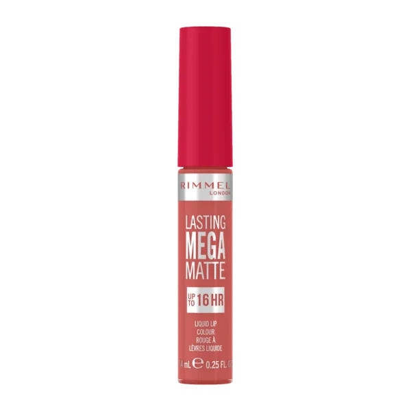 Rimmel Lasting Mega Matte płynna pomadka do ust nr 600 Coral Sass, 7,4 ml